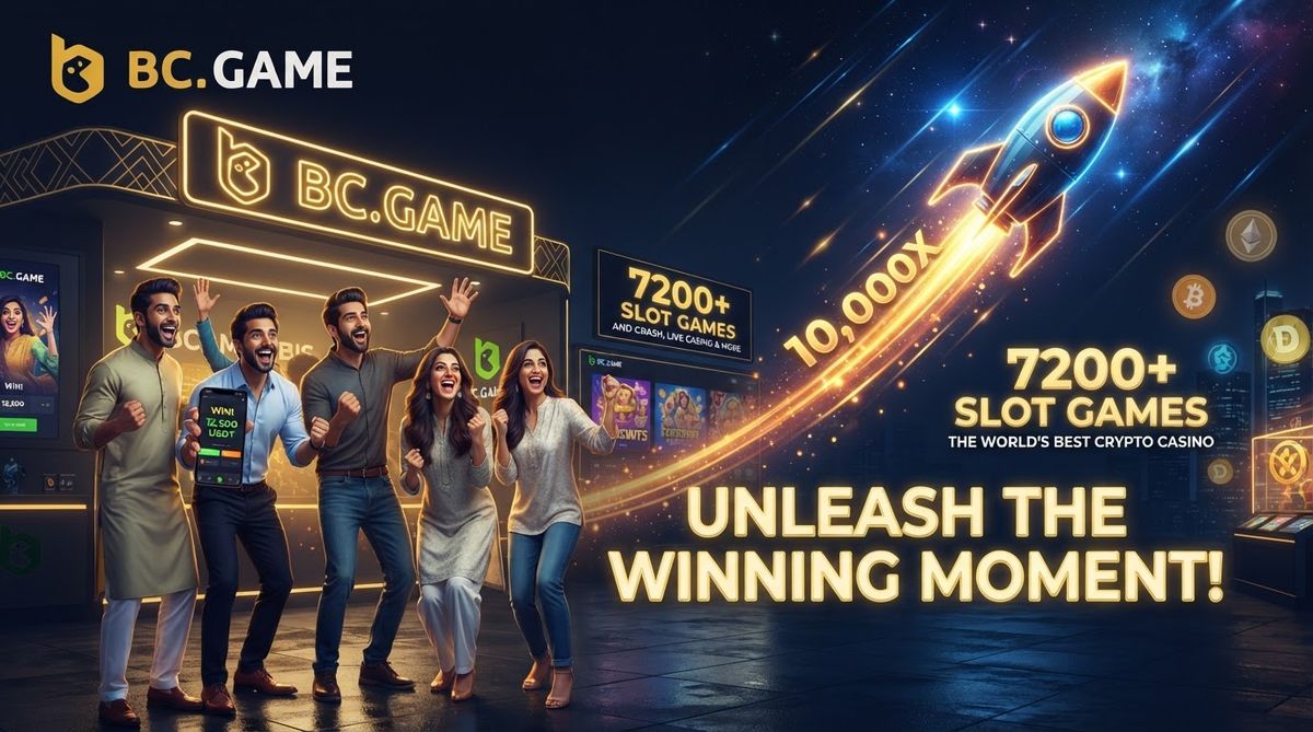 BC Game crypto casino interface showing crash game and slot games